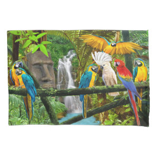 Funda De Cojín loros de la jungla oculta