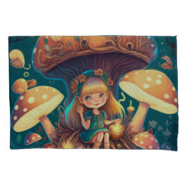 Funda De Cojín Los elfos de hongos en el campo