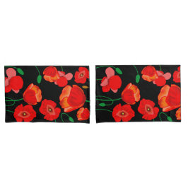 Funda De Cojín Los lapachos rojos con fondo negro en pleno florec