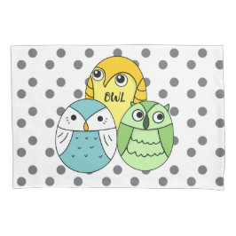 Funda De Cojín Los puntos adorables búhos niños blancos