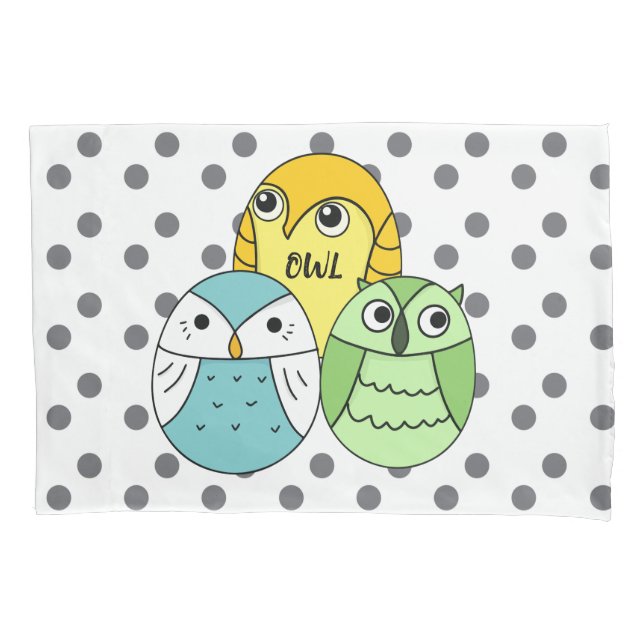 Funda De Cojín Los puntos adorables búhos niños blancos (Anverso)