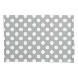 Funda De Cojín Los puntos de polka blanco sobre gris