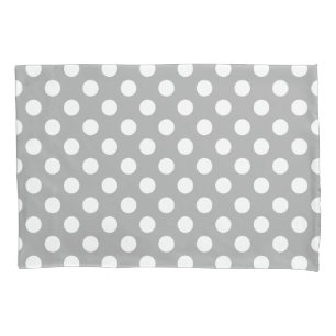 Funda De Cojín Los puntos de polka blanco sobre gris