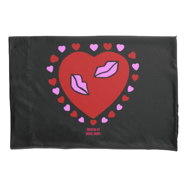 Funda De Cojín Lovely Hearts Kisses Standard Pillowcase (Anverso)