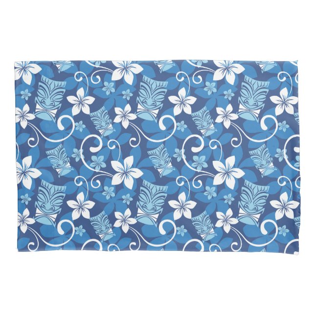 FUNDA DE COJÍN LUAU TIKI (BRIGHT BLUE) (Anverso-izquierdo)