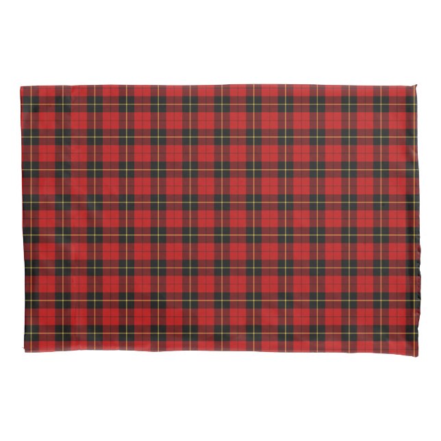 Funda De Cojín Lugar escocés de clan Wallace rojo y negro (Anverso)