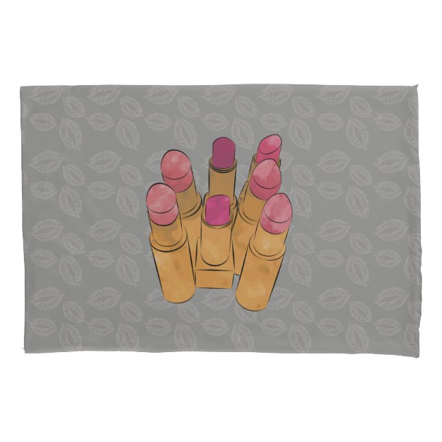 Funda De Cojín Lujo Belleza Lipstick Kiss Pillowcase (Anverso)