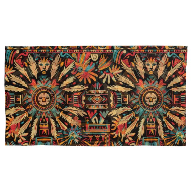 Funda De Cojín Lujoso "sueño azteca" Verde azulado King Pillowcas (Anverso)