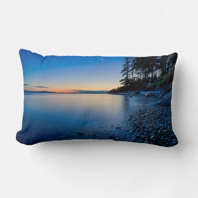 Funda de cojín lumbar de puesta de sol costera tra (Anverso)