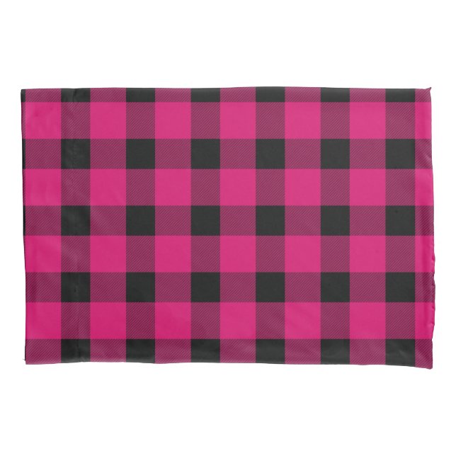 Funda De Cojín Lumberjack pavo de búfalo rosa (Anverso)