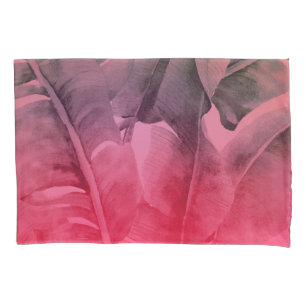 Funda De Cojín Luminosas hojas de palmilla tropical rosa