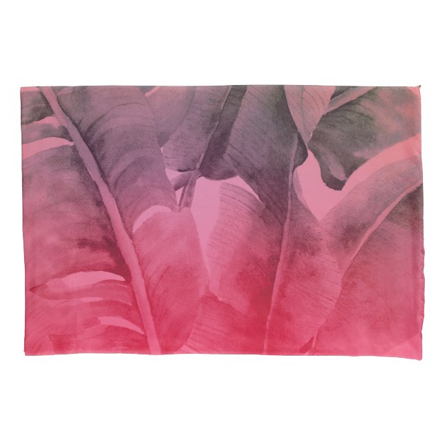 Funda De Cojín Luminosas hojas de palmilla tropical rosa (Anverso)