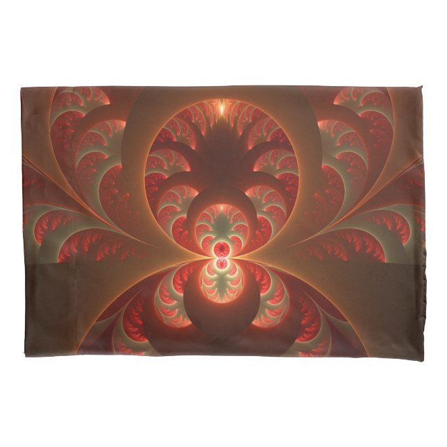 Funda De Cojín Luminoso abstracto moderno naranja rojo Fractal (Anverso)