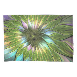 Funda De Cojín Luminoso colorido Fantasía Flor Fractal Art