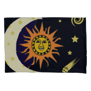 Funda De Cojín Luna de Sol y cuerpos celestes