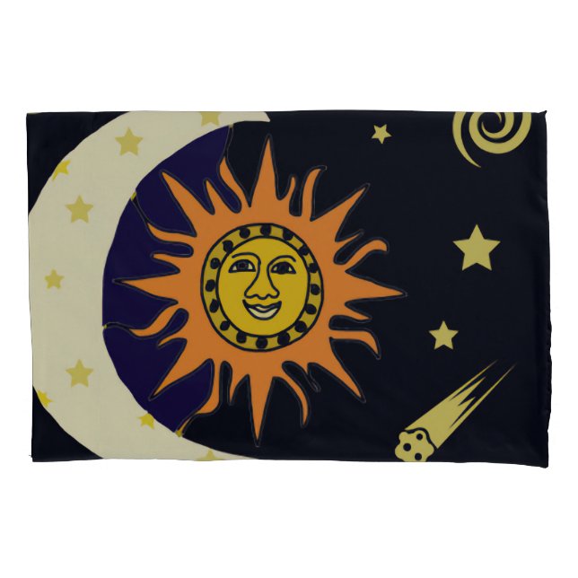 Funda De Cojín Luna de Sol y cuerpos celestes (Anverso-izquierdo)