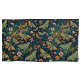 Funda De Cojín Luna Moth and Moon Phases, Starry Night Flowers