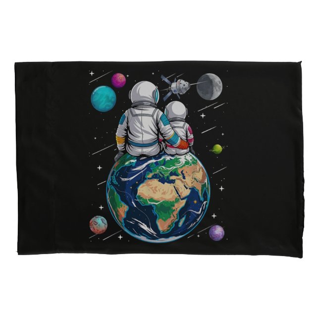 Funda De Cojín Luna y astronauta (Anverso)