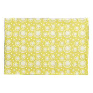 Funda De Cojín Lunares amarillos y blancos del modelo retro
