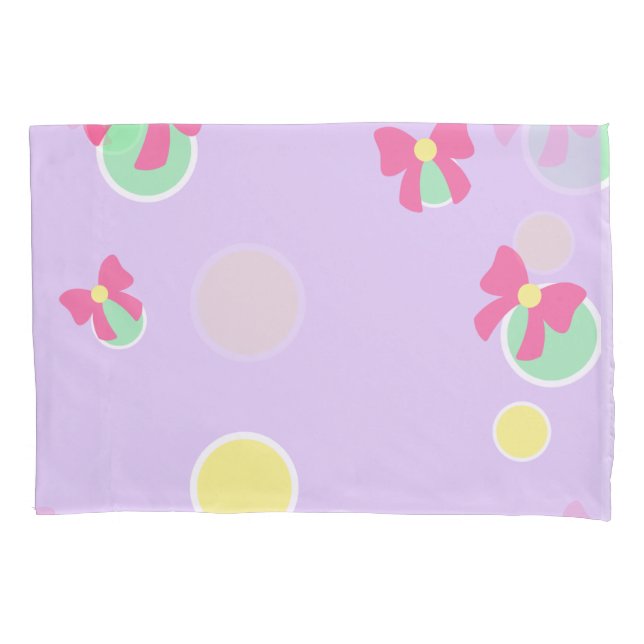 Funda De Cojín lunares y lazos de pasteles suaves (Anverso)