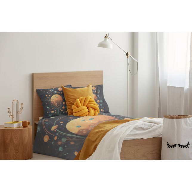 Funda De Cojín Lunas celestes y nubes árbol negro y Naranja (Subido por el creador)