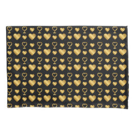 Funda De Cojín Luxury Black Gold Foil Hearts 