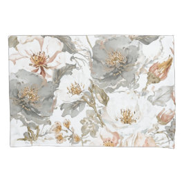 Funda De Cojín Luxury, Elegant, Gold Grey Flowers Pattern 