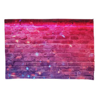 Funda De Cojín Luz de neón: pared de ladrillo vacío.