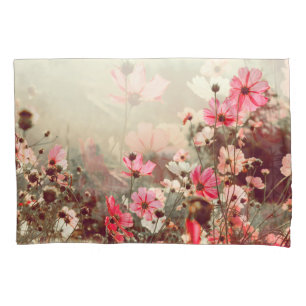 Funda De Cojín Luz matutina, cosmos rosados florecientes.