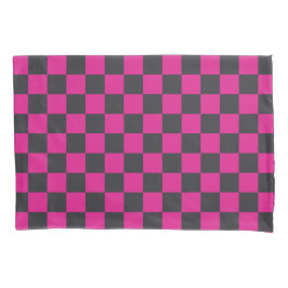 Funda De Cojín Magenta and smoke checkerboard pattern