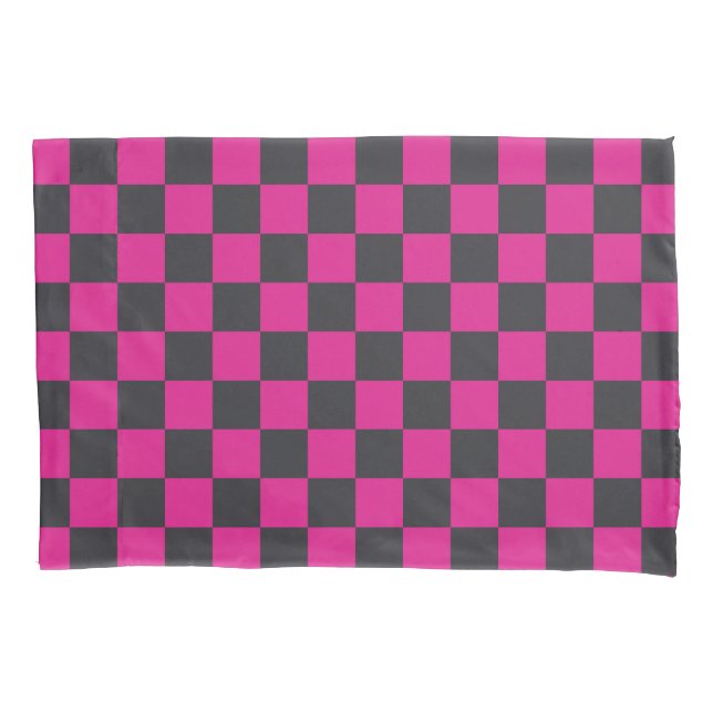 Funda De Cojín Magenta and smoke checkerboard pattern (Anverso-izquierdo)