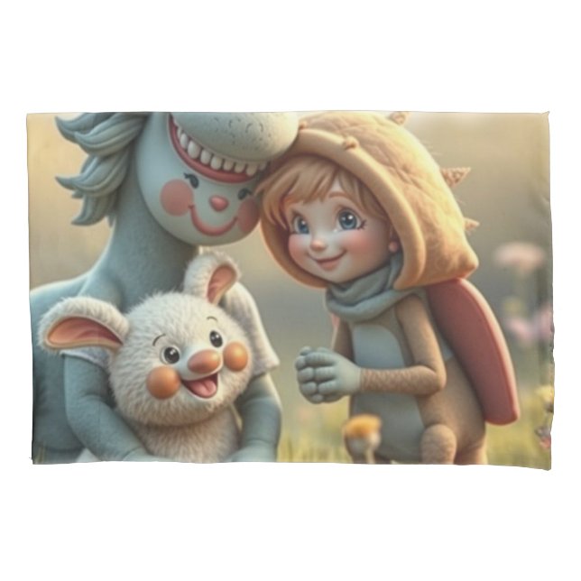 Funda De Cojín „Magische Freunde im Blütenland“ (Anverso)