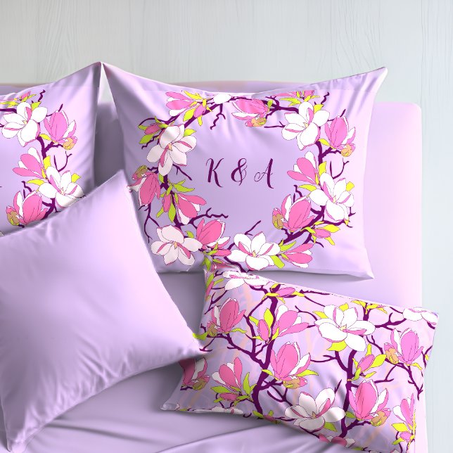 Funda De Cojín Magnolia floreciente Personalizada Pillowcase (Blooming Magnolia Personalized Pillowcase)