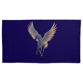 Funda De Cojín Majestuoso Pegasus Blanco Volando en el Cielo Noct