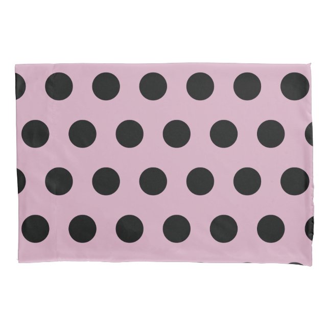 Funda De Cojín Maleta de almohada de punto de polka (rosa y negro (Anverso)