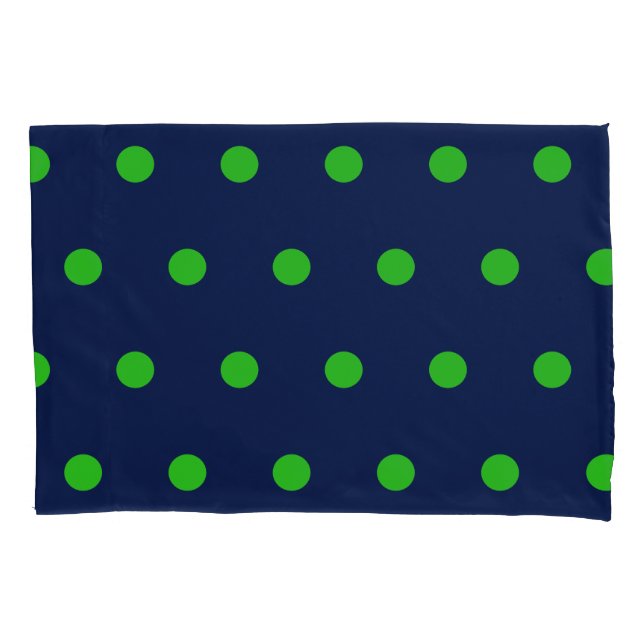 Funda De Cojín Maleta de pozo de polka (azul de la marina y verde (Anverso)