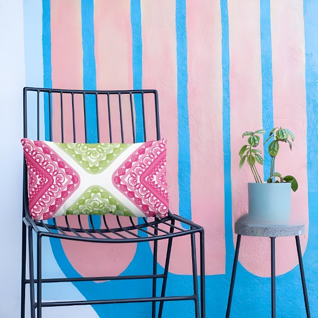 Funda De Cojín Maletín de almohada verde y rosa de frambuesa (Subido por el creador)