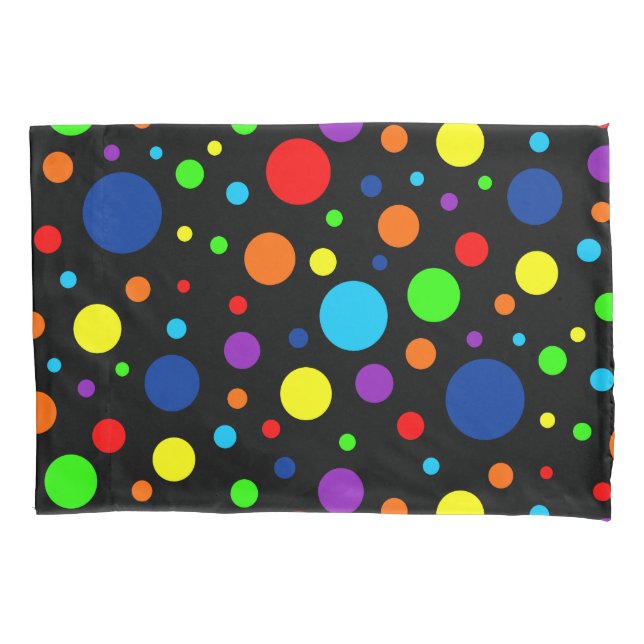 Funda De Cojín Maletín de manchas de arco iris negro (Anverso-izquierdo)