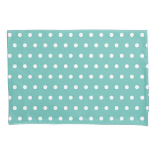 Funda De Cojín Maletín de puntos de Polka (Aqua & White)