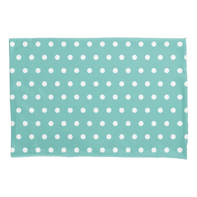 Funda De Cojín Maletín de puntos de Polka (Aqua & White) (Anverso)