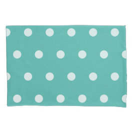 Funda De Cojín Maletín de puntos de Polka (Aqua & White)