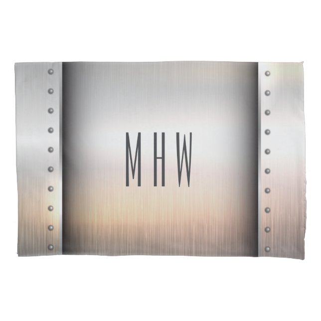 Funda De Cojín Maletín monograma falso personalizado Metalizado (Anverso)