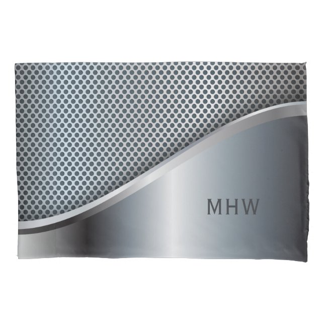 Funda De Cojín Maletín monograma falso personalizado Metalizado (Anverso)