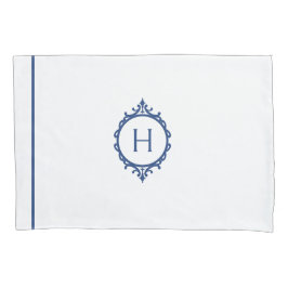 Funda De Cojín Maletín monogramado azul y blanco