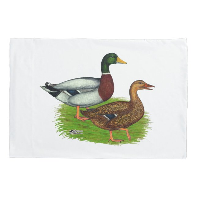Funda De Cojín Mallard Drake y Duck (Reverso)