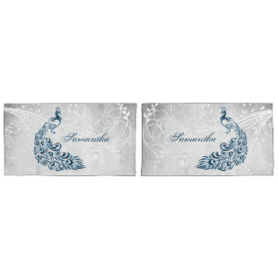 Funda De Cojín Mallas de peregrinación personalizadas Blue Peacoc