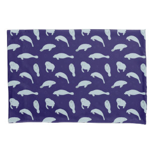 Funda De Cojín Manatee de natación suave azul con estampado