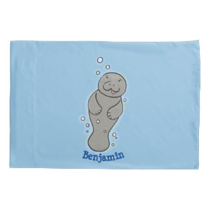 Funda De Cojín Manatí de bebé con ilustracion de burbujas
