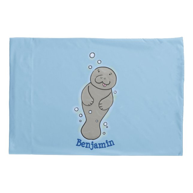 Funda De Cojín Manatí de bebé con ilustracion de burbujas (Reverso)