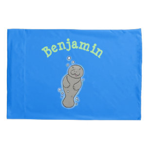 Funda De Cojín Manatí de bebé con ilustracion de burbujas